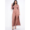 Mocha Solid Heavy Rayon Spandex Long Sleeve Crossed Over Long Top And Leggings 2 - Dresses - $52.80 