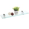 Modern Wall Mounted Clear Glass Floating Shelf with Metal Base / Display Rack for Home, Office & Retail - Furniture - $24.99 