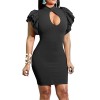 Mokoru Women's Sexy Ruffle Short Sleeve Hollow Out Bodycon Party Mini Club Dress - Vestidos - $14.99  ~ 12.87€