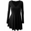 Mooncolour Women's Cross Neck Long Sleeve Solid Tunic Dress - 长袖衫/女式衬衫 - $17.99  ~ ¥120.54