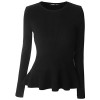 Mooncolour Women's Long Sleeve Knitted Fitted Peplum Tunic Top - 长袖衫/女式衬衫 - $17.79  ~ ¥119.20