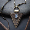 Moonstone Pendant Brass Necklace - Pendants - $76.85 