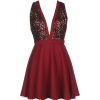Mulberry Cider Dress | Sequin Red Plunge - sukienki - 