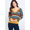 Multi/Mustard Multi-colored Variegated Striped Knit Sweater - 套头衫 - $34.10  ~ ¥228.48