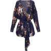 NAVY FLORAL PRINT TIE WAIST BLOUSE - Long sleeves shirts - £25.00 