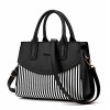 NWT Women Top Handle Bags Bowling Bag Faux Leather Stripe Satchel Shoulder Handbags - Bag - $24.99  ~ £18.99