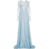 Naeem Khan Pleated Leavers Lace Gown - Obleke - 
