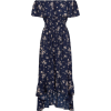 Navy Bardot Floral Dress - sukienki - 