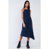 Navy Blue Asymmetrical Square Neck Maxi Dress - Dresses - $26.40 