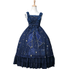 Navy Blue Gold Lace Lolita Dress - Obleke - 