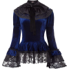 Navy Gothic Victorian Velvet Lace Top - Рубашки - короткие - 