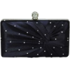 Navy Satin Crystal clutch bag - Torbe z zaponko - $25.00  ~ 21.47€