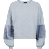 NewLook Pale Grey Faux Fur Sleeve Jumper - 套头衫 - £10.00  ~ ¥88.16