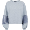 NewLook Pale Grey Faux Fur Sleeve Jumper - Pulôver - £10.00  ~ 11.30€