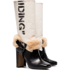 OFF-WHITE beige For Riding print canva - Botas - 