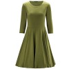 OUGES Women's 3/4 Sleeve Casual Cotton Flare Dress - Dresses - $24.99 