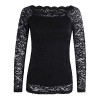 OUGES Women's Off Shoulder Scalloped Neck Floral Lace Top Shirt - Hemden - kurz - $28.99  ~ 24.90€
