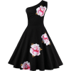 Oblique Shoulder Embroidered Circle Dres - Dresses - $44.00 