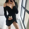 Off-shoulder strapless strapless long-sleeved waist dress - Haljine - $27.99  ~ 177,81kn
