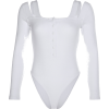 Off-the-shoulder white bottoming shirt f - オーバーオール - $25.99  ~ ¥2,925