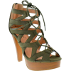 Olive Green Criss-Cross Lace Up Pumps - Platformy - 