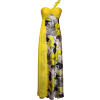 One Shoulder Floral Satin Long Gown Plus Size Yellow - sukienki - $129.99  ~ 111.65€