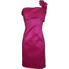 One Shoulder Ruffle Strap Knee-length Taffeta Sheath Dress Fuchsia - Dresses - $49.99 