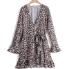 One-piece lace-up skirt Leopard print fl - 连衣裙 - $28.99  ~ ¥194.24
