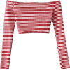 One-shoulder striped short T-shirt - Рубашки - длинные - $19.99  ~ 17.17€