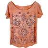 Lucky Brand Orange Paisley Shirt - Koszulki - krótkie - 