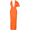 Orange Deep Neck Maxi - sukienki - 