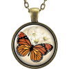 Orange Monarch Butterfly Necklace Pendan - Ogrlice - 