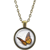 Orange Monarch Butterfly Necklace Pendan - Necklaces - 