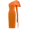 Orange One Shoulder Dress - sukienki - 