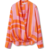 Orange Printed Blouse - Long sleeves shirts - 