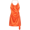 Orange Satin Halterneck Dress - Obleke - 
