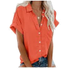 Orange Short Sleeve Button Down - Shirts - 