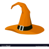 Orange Witch Hat with Black Band - Czapki - 