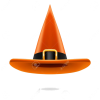 Orange Witch Hat with Buckle - Czapki - 