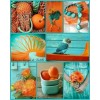 Orange and aqua - Natural - 