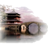 Oriental Landscape Pagoda & Bridge - Ilustracje - 