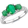 Oval Emerald Three Stone Ring - Rings - $619.00 