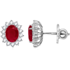 Oval Ruby Border Earrings - Earrings - $1,509.00 