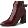 PATENT LEATHER BLOCK HEEL ANKLE BOOTS (2 - Boots - $59.97 