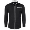 PAUL JONES Men's Casual Inner Contrast Long Sleeves Dress Shirts - Shirts - $7.99 
