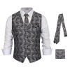 PAUL JONES Men's Paisley Tux Vest & Tie & Handkerchief 3-Piece Set for Suit or Tuxedo - Suits - $24.99 