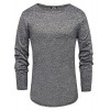PAUL JONES Men's Slim Fit Long Sleeve Crew Neck Curved Hem T-Shirt Tops - Shirts - $9.99 