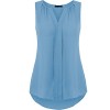 POETSKY Women Summer Chiffon Pleated Blouses Shirt Sleeveless V Neck Tank Top - Shirts - $10.99 