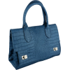 PRIYA Crocodile Embossed Double Handles Shopper Office Tote Shoulder Bag Handbag Satchel Purse Dark Blue - Hand bag - $29.50 