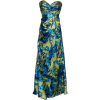 Paisley Floral Print Satin Beaded Formal Gown Prom Dress Blue - Dresses - $89.99 